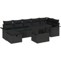 vidaXL Tuinset met 8 zitplaatsen, zwart, van polyrotan