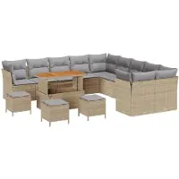 vidaXL Tuinbank Set 13 st Beige en Lichtgrijs poly rattan