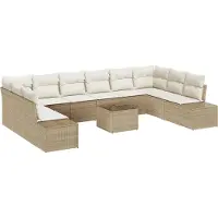 vidaXL Tuinbank Set 10 st 9-Aantal zitplaatsen Beige en Crème