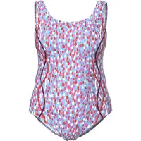 Ulla Popken Badpak lichtblauw / pink / grenadine / wit