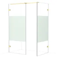 Maxaro Diamond Inloopdouche | 90x90 cm Lichtgoud Helder met matte strook 2 vaste wanden
