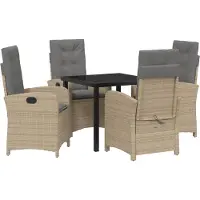 vidaXL Tuin Eettafel Set 5 st Beige poly rattan