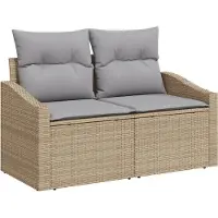 vidaXL Tuinbank met kussens, 123 x 62 x 69 cm, polyrotan