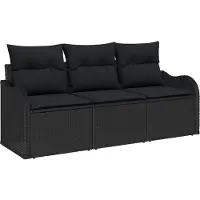 vidaXL Tuinbank Set 3 st Zwart poly rattan