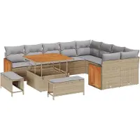 vidaXL Tuinbank Set 13 st 11-Aantal zitplaatsen Beige en Lichtgrijs
