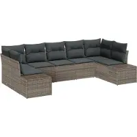 vidaXL Tuinbank Set 7 st 7-Aantal zitplaatsen Grijs Poly rattan