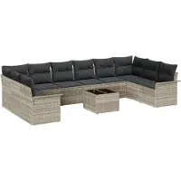 vidaXL Tuinbank Set 11 st Lichtgrijs poly rattan