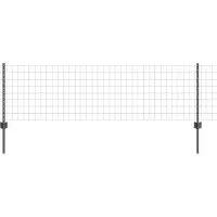 vidaXL Euro-hek met palen 50 x 0,6 m PVC-Coated Staal Grijs Mesh