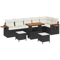 vidaXL Tuinbank Set 11 st 9-Aantal zitplaatsen Zwart en Crème