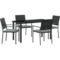 vidaXL Tuin Eettafel Set 5 st Zwart en Lichtgrijs PE Riet
