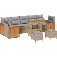 vidaXL Tuinbank Set 13 st 9-Aantal zitplaatsen Beige en Lichtgrijs