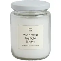 Leeff - Geurkaars in bokaaltje - WARMTE, LIEFDE, LICHT - Geur: Fudge & Sandelwood - 6,7 cm x 9 cm - wit