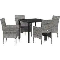 vidaXL Tuin Eettafel Set 5 st Grijs poly rattan