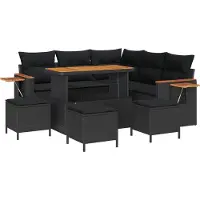vidaXL Tuinbank Set 10 st 9-Aantal zitplaatsen Zwart poly rattan