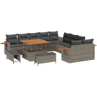 vidaXL Tuinbank Set 17 st 12-Aantal zitplaatsen Grijs poly rattan