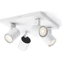 Signify Runner LED plafondlamp wit 4-lamps, wit / opaal, Woon-/ Eetkamer, metaal, Modern, LED plafondlamp