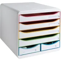 Exacompta BIG BOX MAXI Black Office Wit/Harlekijn, 6 open laden (4 grote/2 kleine) A4/A4+, stil, 25 jaar