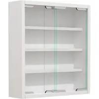 VCM AgisaS glazen vitrines wandmontage 2 schuifdeuren wit.