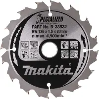 Makita Cirkelzaagblad Hout Specialized 136x20x1,5 16T