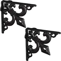 Relaxdays planksteunen gietijzer - set van 2 - antiek - ornamenten - vintage - zwart