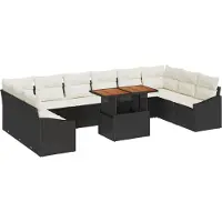 vidaXL Tuinbank Set 11 st Zwart en Crème