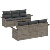 vidaXL Tuinbank Set 7 st Grijs poly rattan