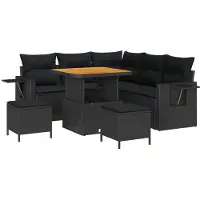 vidaXL Tuinbank Set 9 st 6-Aantal zitplaatsen Zwart poly rattan