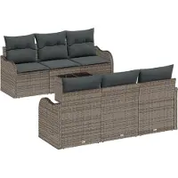 vidaXL Tuinbank Set 7 st 6-Aantal zitplaatsen Grijs