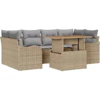 vidaXL Tuinbank Set 7 st Beige Poly rattan