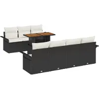 vidaXL Tuinbank Set 8 st Zwart Poly rattan