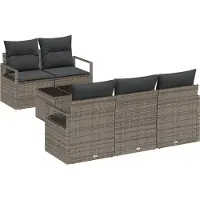 vidaXL Tuinbank Set 6 st 5-Aantal zitplaatsen Grijs poly rattan