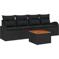 vidaXL Tuinbank Set 5 st Zwart poly rattan