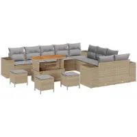 vidaXL Tuinbank Set 13 st Beige en Lichtgrijs poly rattan