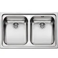 Smeg SP792-2, Inbouwspoelbak, Rechthoekig, Roestvrij staal, Roestvrij staal, 2 kommen, 340 x 400 mm