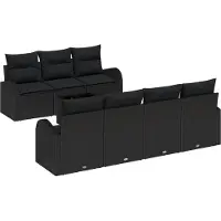 vidaXL Tuinbank Set 8 st 7-Aantal zitplaatsen Zwart poly rattan