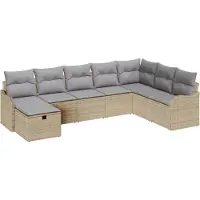 vidaXL Tuinbank Set 8 pcs beige en lichtgrijs 287,5 x 177,5 x 85 cm