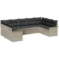 vidaXL Tuinbank Set met kussen Lichtgrijs poly rattan