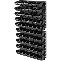 Kadax Werkplaatswandrek, 58 x 78 cm, opslagsysteem van robuust kunststof, uv-bestendig werkplaatsrek, uitbreidbare wandplaten, opbergrek voor garage (zwart, 70 stuks)