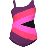 Ulla Popken Badpak pink / lichtroze / grenadine / zwart