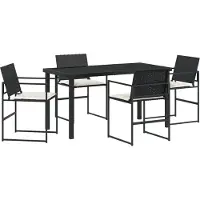 vidaXL Tuin Eettafel Set 5 st Zwart en Crème poly rattan