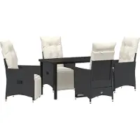 vidaXL Tuin Eettafel Set 5 st Zwart poly rattan
