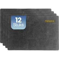 Phreeze Grote Placemat met Luxe Design - 12 Stuks - Wasbaar - Dubbelzijdige Placemats - Kunststof - Donker Grijs