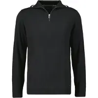 Ragman Modern Fit Half-Zip Sweater zwart, Effen
