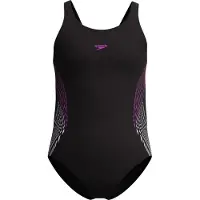 Speedo Placement Muscleback Swimsuit Zwart 5-6 Years Meisje