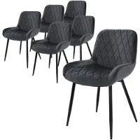 ML-Design Eetkamerstoel Diadema velvet set van 6 | fluweel grijs 54x84x60 cm eetkamerstoelen | NADUVI