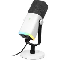Fifine AM8 - Gaming Microfoon Dynamische - Podcast Streaming PC PS4 PS5 - Ruisonderdrukking - Touch Mute Knop - USB RGB - Wit