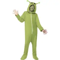Smiffys Alien onesie (groen, M (7-9 jaar / 130-143 cm))