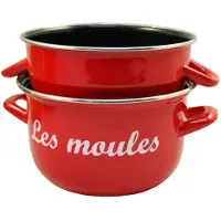 Baumalu Marmite MOULES, 1 stuk, 3216383128683, pan met deksel, geëmailleerd, diameter 18 cm, geschikt voor inductiekookplaten