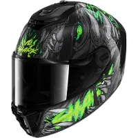 Shark Spartan RS Shaytan, integraalhelm ,Zwart/Neon-Groen/Donkergrijs ,M