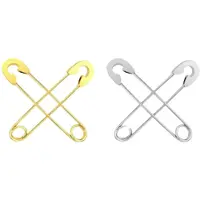 Charme Bijoux 2 Paar Oorbellen-Veiligheidsspelden-Goudkleurig-Zilverkleur -